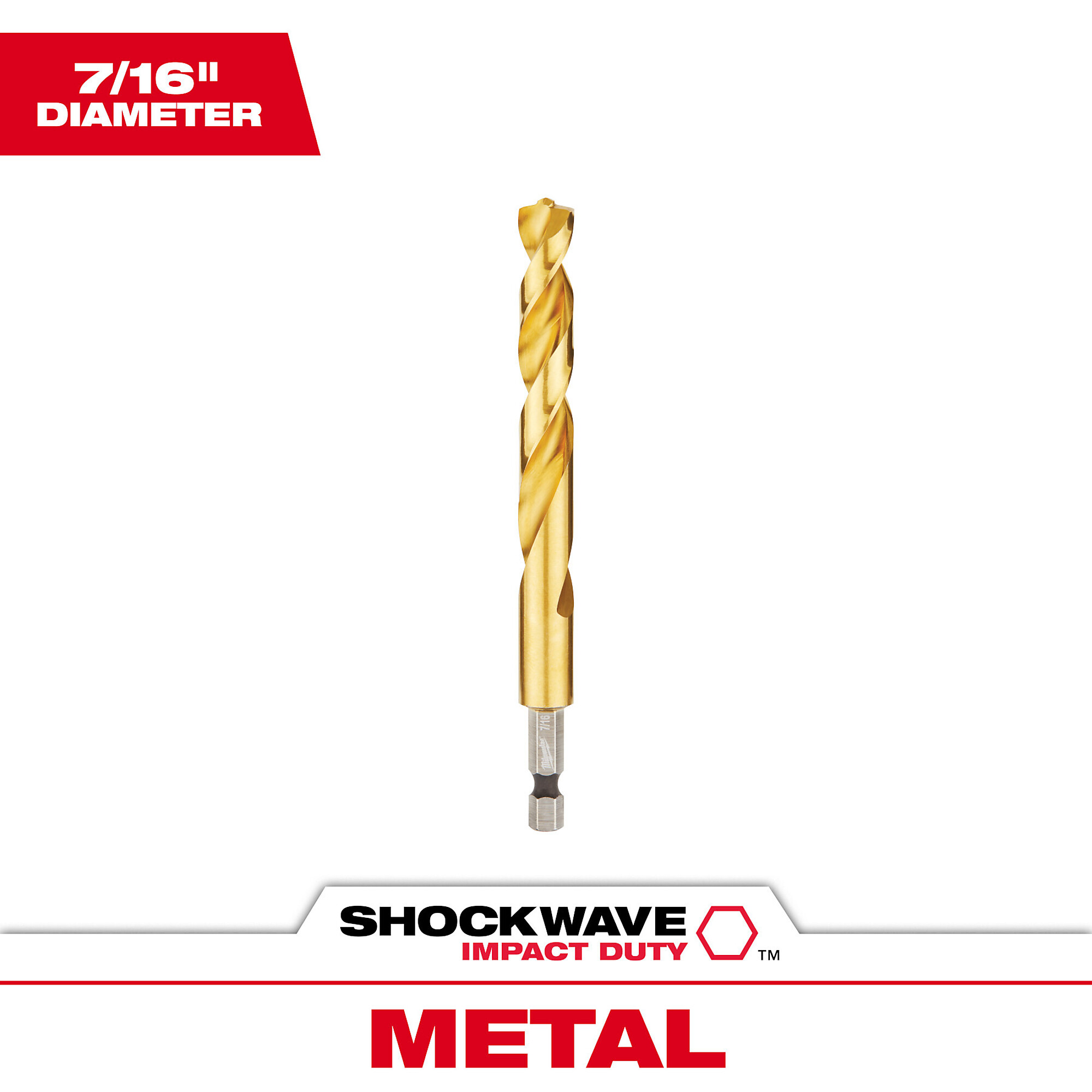 Milwaukee Shockwave Impact Duty Titanium Drill Bit, 7/16in. Dia., Model# 48-89-4625